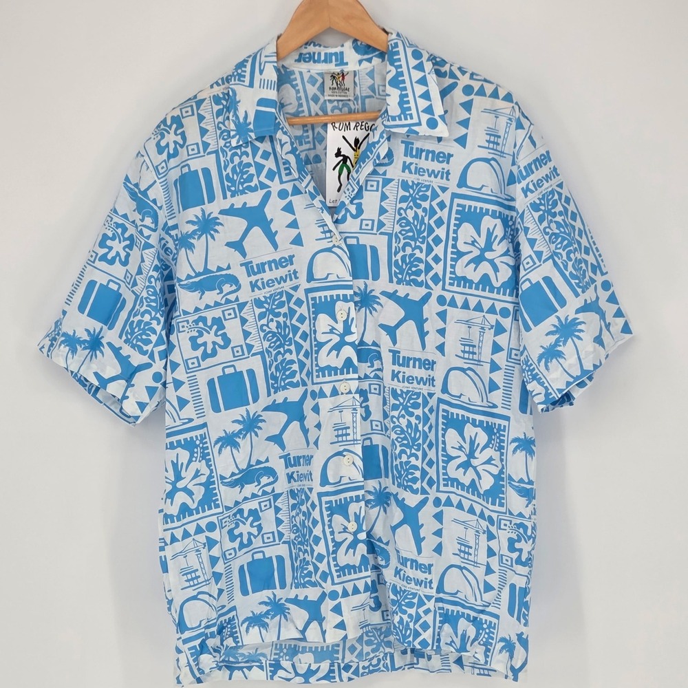 Rum Reggae Batik Shirt Mens XL Blue White Tropical Cotton NWT Fashion Streetwear